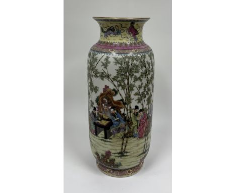 A "mille fleurs" porcelain vaseChina, Republic PeriodFinely painted in overglaze famille rose enamel with a scene of immortal