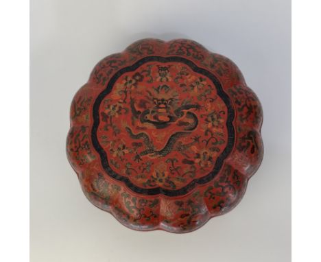 A large Qiangjin and Tianqi "dragon" box and coverChina, Qing Dynasty (1644 - 1912), Qianlong (1735 - 1796)The cover is decor