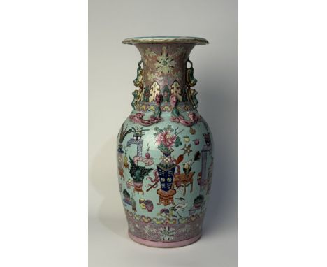 A Canton porcelain vaseChina, Qing Dynasty (1644 - 1912), Guangxu (1875 - 1908)Finely decorated with"antiquities" in famille 