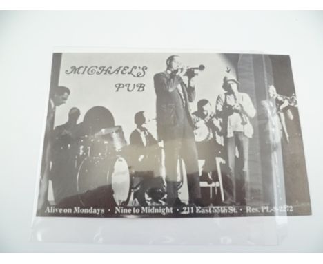 WOODY ALLEN, autograph, on the back of a black and white printed card with an image of a Jazz band (featuring Woody on clarin