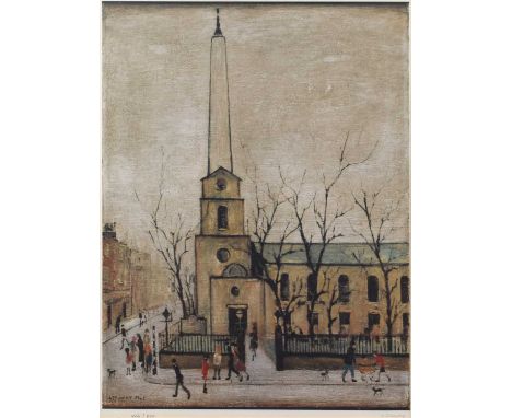 L.S. Lowry R.A. (British 1887-1976) "St. Luke's Church, Old Street, London, E.C." Signed and numbered 806/850 in pencil in th