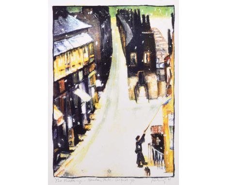 Harold Riley (British 1934-2023) "The Knocker-Up - Hanky Park, Salford" Signed, titled and dated '61, marked A/P (Artist's Pr