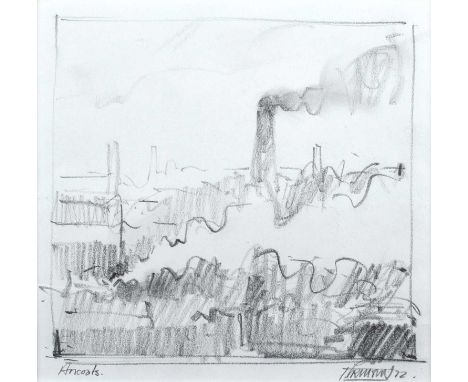 Trevor Grimshaw (British 1947-2001) "Ancoats" Signed, titled and dated '72, pencil sketch.14 x 14.5cm (framed 40.5 x 40.5cm)A
