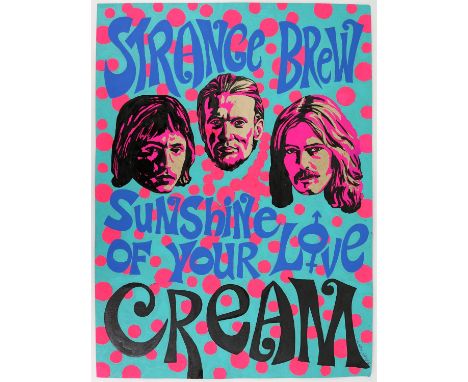 Cream 'Strange Brew Sunshine of your Love' - Original hand painted artwork on thick paper by John Judkins, signed and dated, 