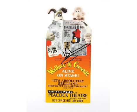 Nick Park - Aardman Animations 'Wallace & Gromit Alive On Stage!' - autographed leaflet for the production at the Peacock The