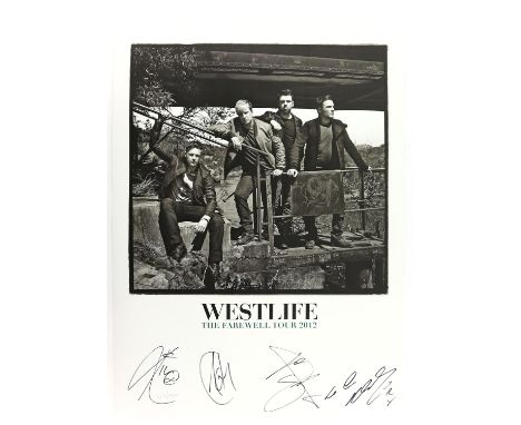 Westlife - autographed Farewell Tour 2012 lithograph, hand signed in black pen by Shane Filan, Markus Feehily, Kian Egan and 
