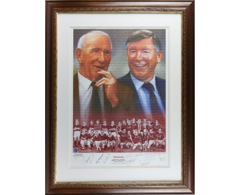 Football - Manchester United signed limited edition print, titled 'Dynasty', portraying Sir Matt Busby and Sir Alex Fergusons