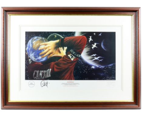 Football - Manchester United signed limited edition print, titled 'Phenomeon', portraying Eric Cantona, by the artists Jose P