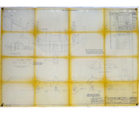 Indiana Jones Raiders of the Lost Ark (1981) original blueprint of the Flying Wing, entitled 'General Arro of Mock Up Aircraf