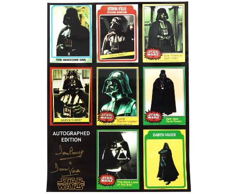 Star Wars - Dave Prowse autograph on print of Darth Vader cards, flat, 12 x 16 inches.