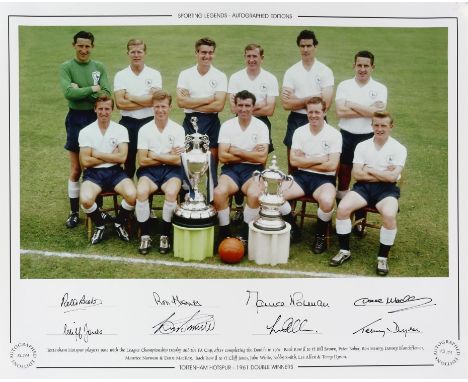 Football - Tottenham Hotspur signed limited edition print, titled '1961 Double Winners', signed by Peter Baker, Ron Henry, Ma