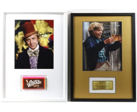 Charlie and the Chocolate Factory - Gene Wilder and Peter Ostrum signed photographs, Peter writing dedication I've got a gold