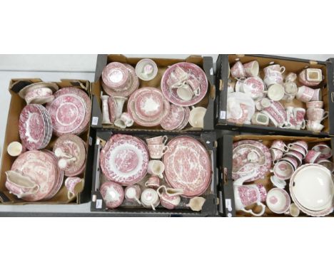 A large collection of Enoch Wood's English scenery tea and dinner ware to include plates, gravy boat, bowls, butter dish and 