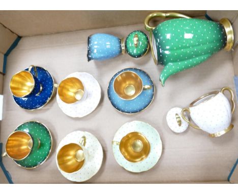 Carltonware Art Deco Dimpled Coffee Set in varied colours including pinks, creams, blues, greens etc 