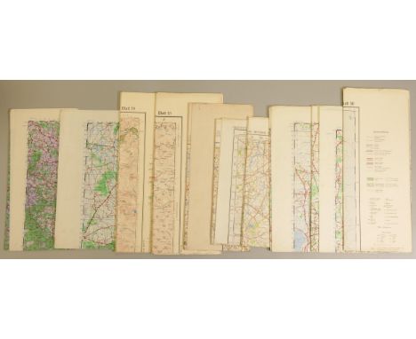 10 Large Paper WWII Ordnance Survey maps of the UK &amp; Central Europe, mostly dated 1940 printed in both English &amp; Germ