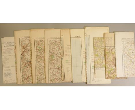 10 large paper WWII Ordnance Survey maps of the UK &amp; Central Europe, mostly dated 1940 printed in both English &amp; Germ