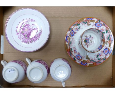 A mixed collection of items to include floral Cauldon ware Trio &amp; early Victoria &amp; Albert Commemorative cups &amp; sa