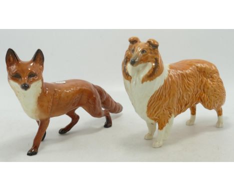 Beswick Collie &amp; Large Fox(2) 