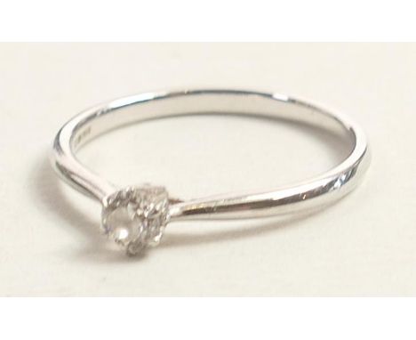 Ernest Jones Eternity single stone solitaire round brilliant cut diamond ring.  Certificated to read set 18ct white gold, 0.2