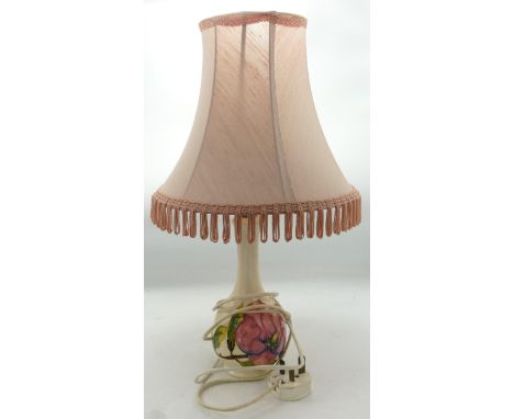 Moorcroft Pink Magnolia on Cream Ground Lamp base, height with shade 47cm 