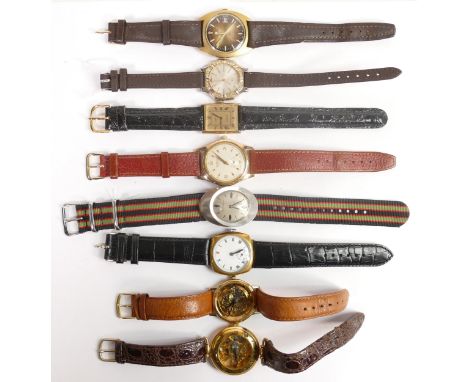 8 x vintage gents watches including 2 x Roamer both ticking, and 6 x assorted fashion watches including Pierre Cardin, Limit,