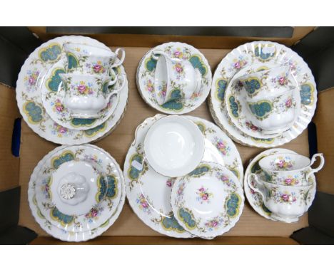 Royal Albert Berkeley Patterned dinner &amp; tea ware including trio's , cups &amp; saucers salad plates etc 