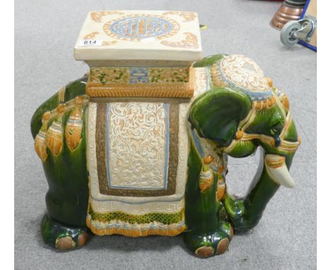 Large Pottery Elephant Stool / Plant Stand, height 46cm 