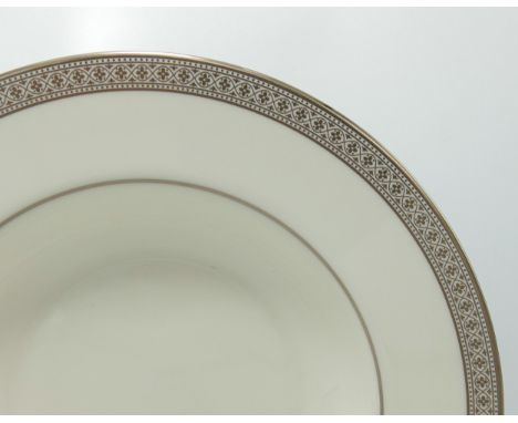 Royal Doulton Archives Piper Platinum patterned tea &amp; dinner ware to include - cups &amp; saucers x 46 and 23cm pasta bow