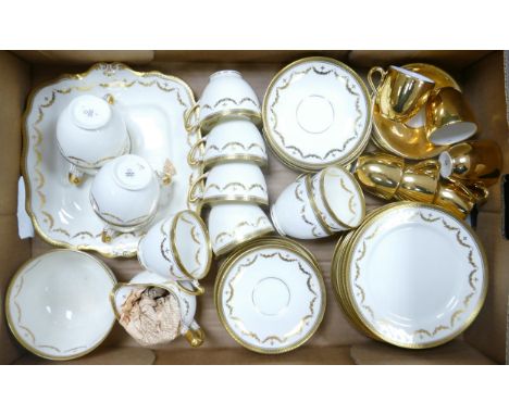 Paragon Gilded part tea set together Royal Worcester Gold Coffee Cans &amp; saucers 