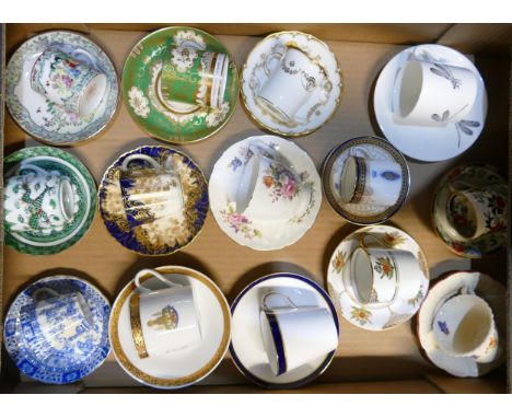 A collection of Royal Doulton, Crown Staffordshire, Hammersley, Heals &amp; similar coffee cups &amp; saucers(14) 
