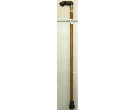 Vintage Walking Stick With Carved Horses Leg Theme Handle 
