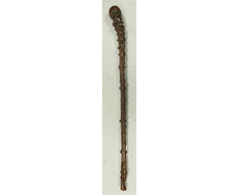 Antique Gnarled Root wood Stick, length 65cm 