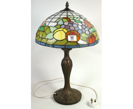 Large Tiffany Style Lamp with Leaded Glass Shale , height 50cm 