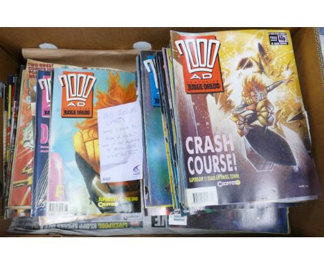 A large collection of vintage 2000AD Comics, some signed items noted 