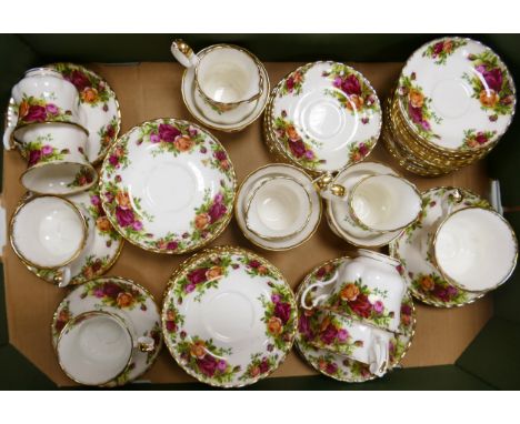 Royal Albert Old Country Rose Patterned Tea Cup, Coffee Cups &amp; saucers, milk &amp; sugar bowls, addition al saucers noted