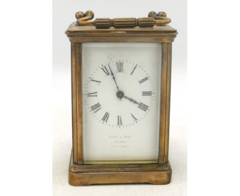 Drew &amp; Sons, London, a 19th century brass carriage clock 