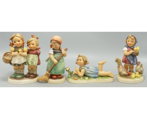 Goebel Hummel Figures Little Sweeper, Miss Beehaving, Daddys Girl &amp; Feeding Time, tallest 11cm(4) 