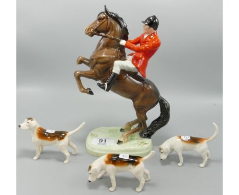 Damaged Beswick Rearing Huntsman &amp; Hounds(4) 