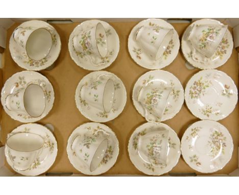 Royal Albert Hawthorn patterned cups &amp; saucer sets x 10 with 2 additional saucers 