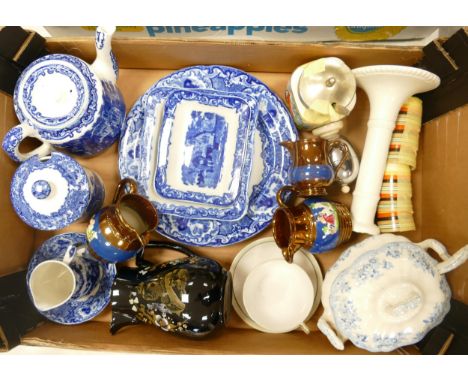 A mixed collection of items to include George Jones &amp; Sons Abbey Ware , Spode Cream ware candlestick, Commemorative jug e