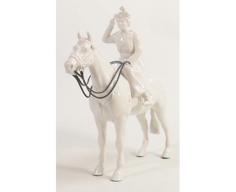 John Beswick Connoisseur Collection gloss white Queen Elizabeth II on Horseback, limited edition with box &amp; certificate. 