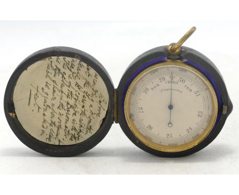 A Victorian cased pocket compensated barometer 