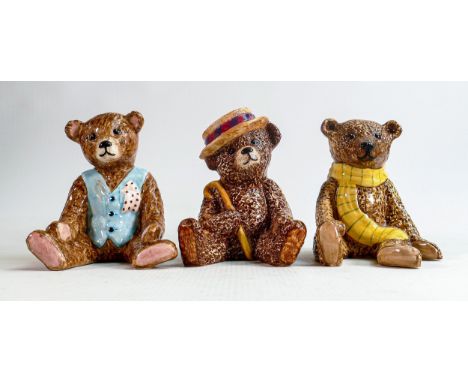 Three John Beswick for Compton &amp; Woodhouse Bertie Bear Figures dated 1996 &amp; 1997, each 11cm (3) 