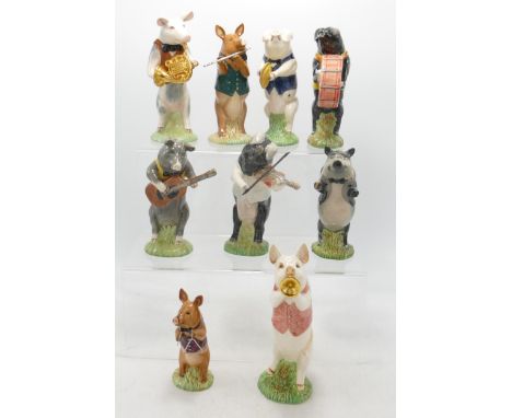 A collection of Beswick Pig Promenade figures comprising Daniel PP5, Andrew PP4, Richard PP8, James PP7, John PP1, Michael PP