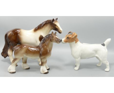 Beswick Jack Russell Terrier 2023 together with 2 Melba Ware Horses(3) 