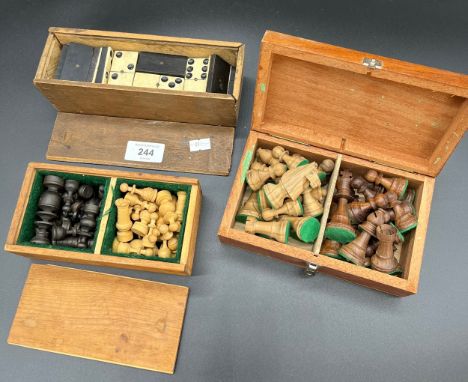 A Lot of two vintage boxed chess sets and domino set. 