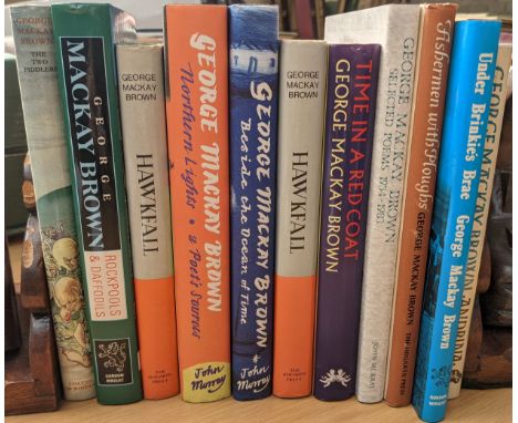 Brown, George Mackay. Time in a Red Coat; Hawkfall (2 copies); Selected Poems 1954 - 1983; Fishermen with ploughs; Under Brin