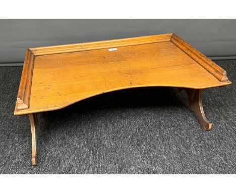 Antique serving tray, fitted with fold up legs. Produced by R. Wylie Hill &amp; Co Ltd, Glasgow. 