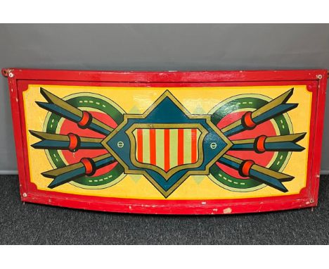 Antique fairground stall panel, great colours ~1950's, complete curved panel has a fantastic look, American style [73x160cm] 