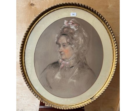 A 19th century portrait of Lady Charlotte Bury. drawn in crayon, signed James Rannie Swinton [British 1816-1888] and dated 18